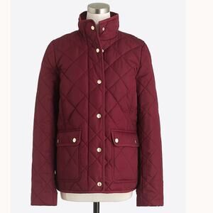 J. Crew Burgundy Quilted Snap-front Pocket Jacket Coat W1488 Sz S